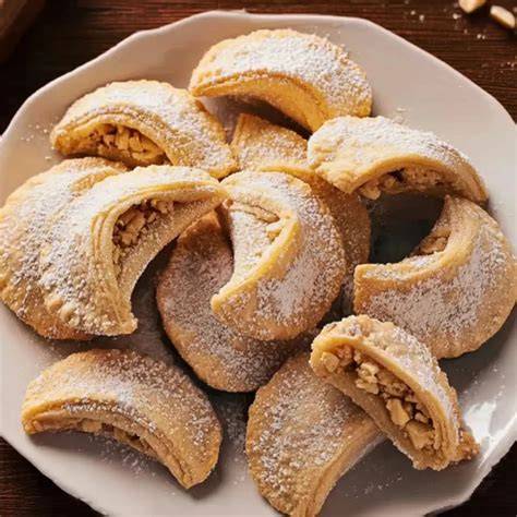 Traditionelle Kipferl und Flachswickel mit Dinkelmehl