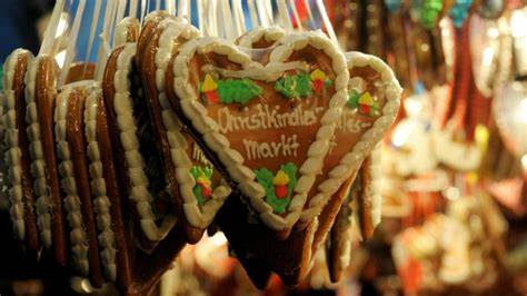 Traditionelle Oblaten-Lebkuchen auf einem Weihnachtsmarkt