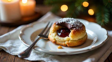 Traditionelle nordische Süßspeisen mit Marmeladenfüllung