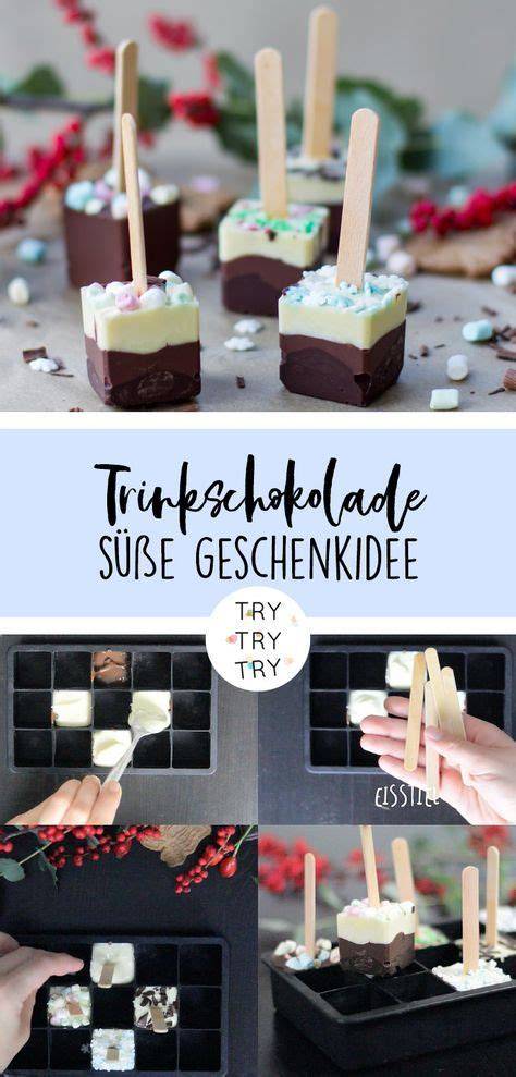 Trinkschokolade am Stiel als Geschenk verpackt