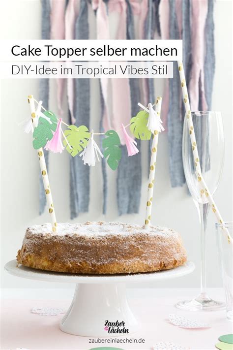 Tropical Vibes Cake Topper mit Blättern und Quasten