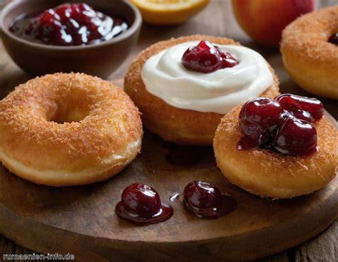 Typische rumänische Dessert-Auswahl auf einem Tisch (Papanasi, Clatite, Salam de biscuiți)