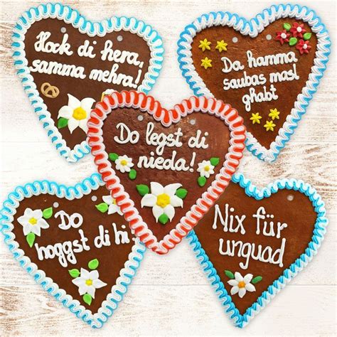 Ungewöhnliche und provokante Sprüche auf großen Lebkuchenherzen