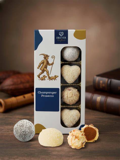Unterschiedliche Hussel Champagner Trüffel in einer Geschenkbox