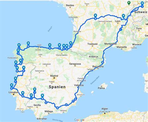 Urlaubsziele-Karte: Spanien und Portugal als Empfehlung