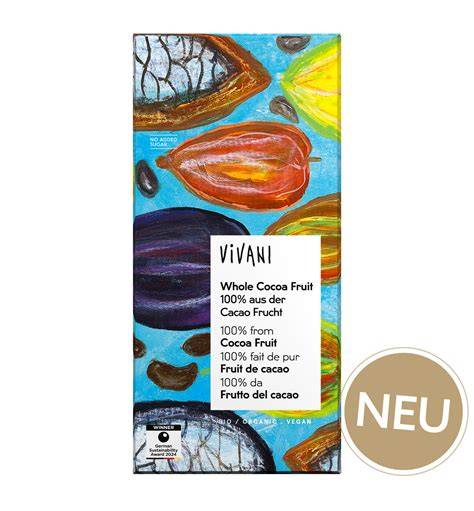 VIVANI Whole Cocoa Fruit Schokolade mit Pulpe als Süßungsmittel