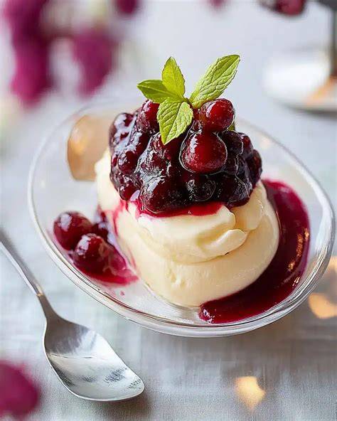 Vanille-Kirsch-Eis mit Kompott