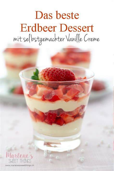 Vanillecreme mit Erdbeeren als Schichtdessert