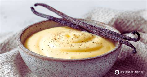 Vanilleschote und Zutaten für Vanillepudding