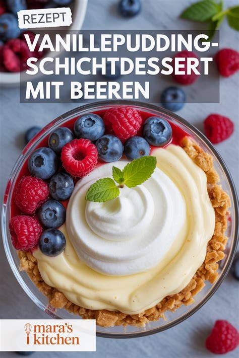 Variante mit Vanillepudding: Schichtdessert in der Schale
