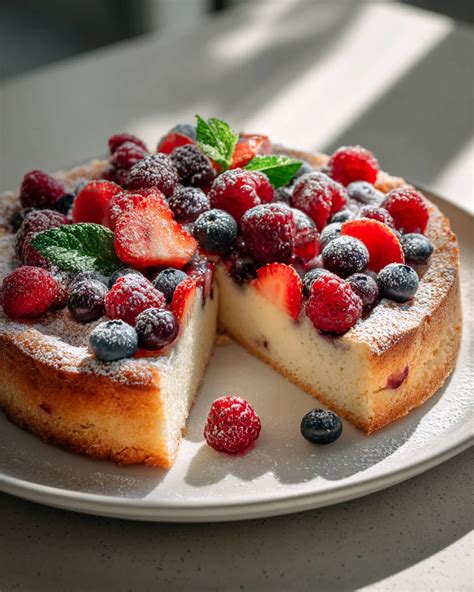 Variation: Joghurtkuchen mit verschiedenen Beeren