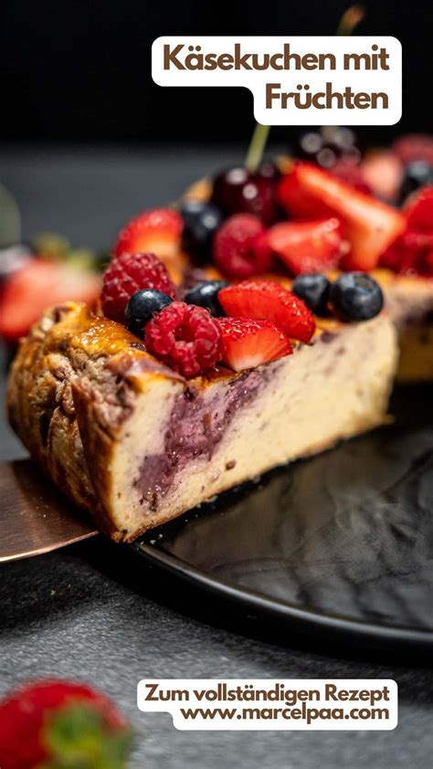 Variationen: Käsekuchen mit Früchten, Mandeln und verschiedenen Bodentypen