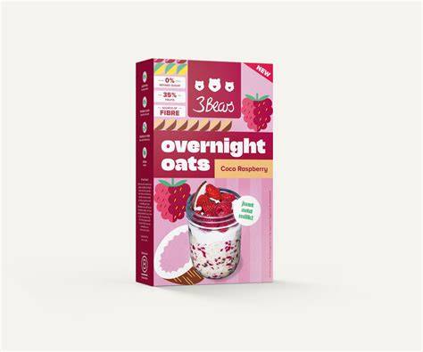 Variationen von Overnight Oats: Erdnuss, Kokos, Himbeere
