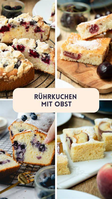 Variationen von Rührkuchen mit Obst und Schokolade