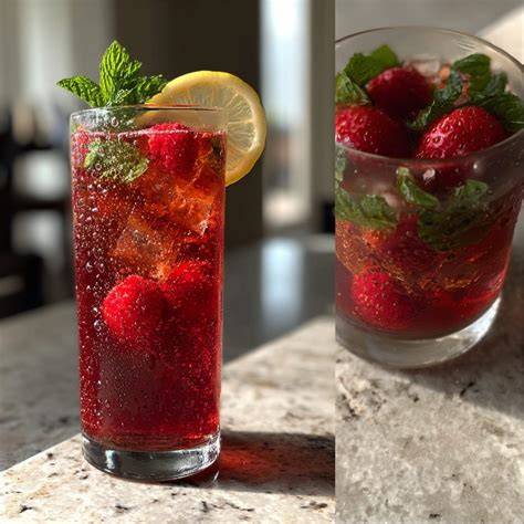 Variationen von Switchel mit Minze und Beeren