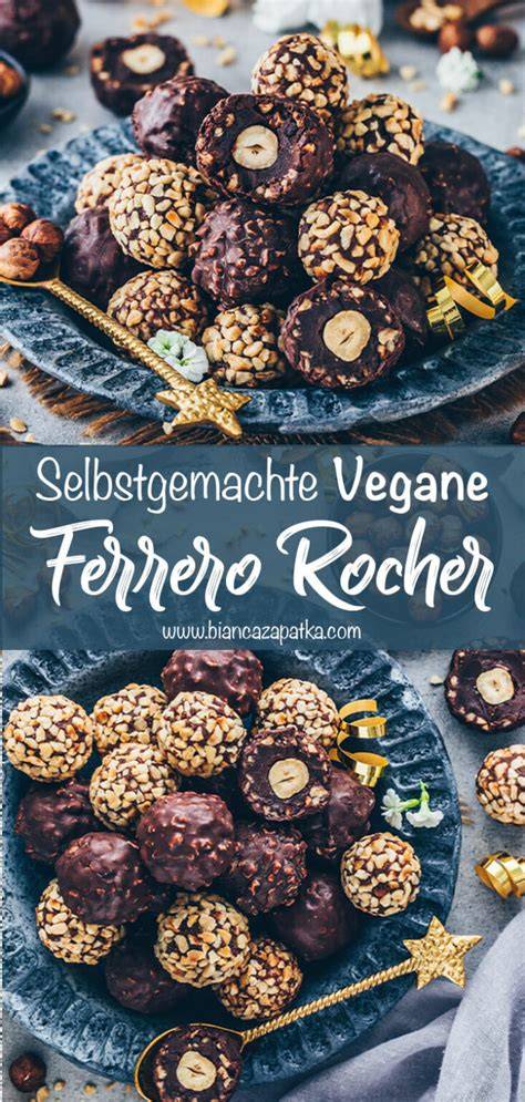 Vegane Ferrero Rocher Pralinen auf einem Teller
