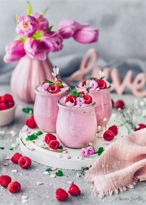 Vegane Himbeercreme im Glas