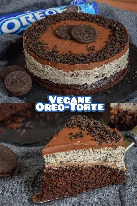 Vegane Käsekuchen Dekoration mit Oreos und Sahnetupfen