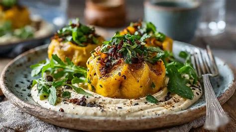 Vegane Kürbis-Schoko-Muffins, angerichtet auf einem herbstlichen Tisch