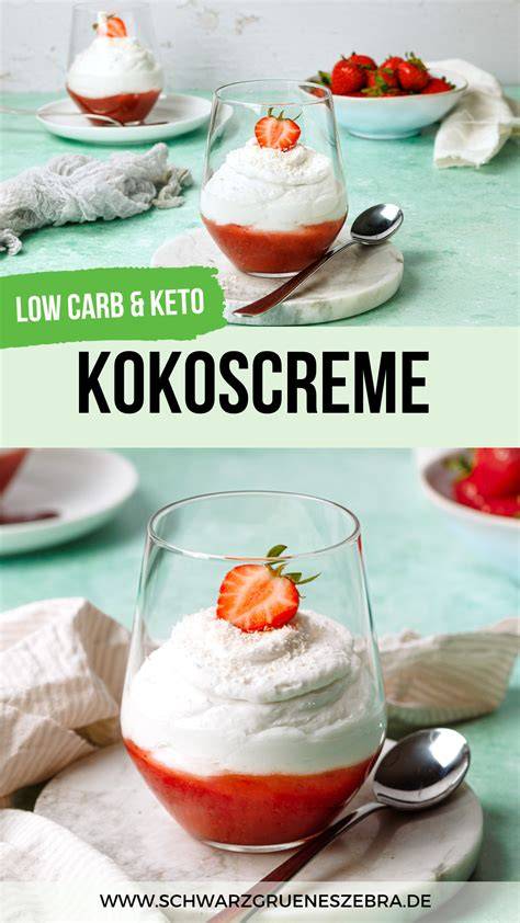 Vegane Kokoscreme mit frischem Erdbeermus