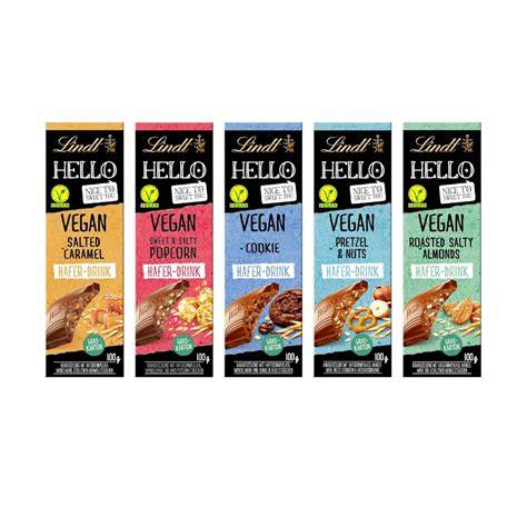 Vegane Lindt HELLO Schokoladentafeln in verschiedenen Sorten