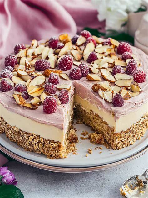 Vegane Mandeltorte mit Nougatfüllung und Erdnuss‑Topping