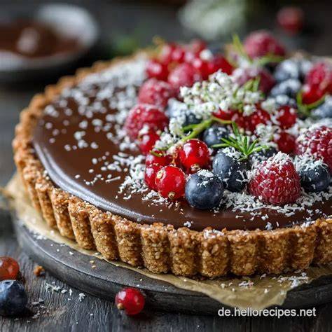 Vegane Schokoladen-Ganache-Tarte mit Kokosmilch