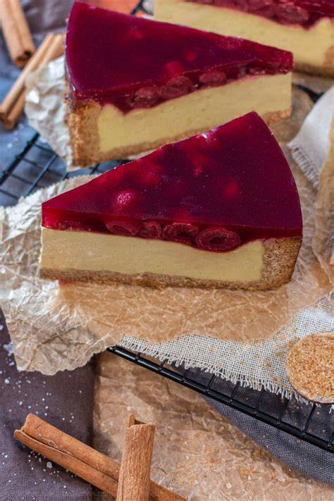 Vegane Spekulatius Käsekuchen mit Marmor Muster