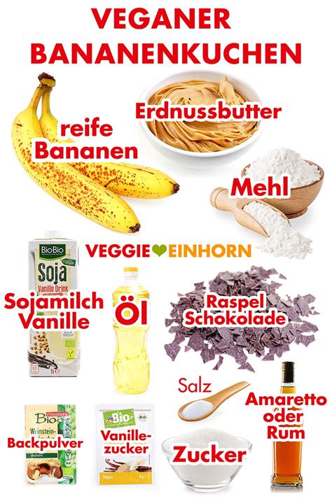 Vegane Zutaten für Bananenkuchen übersichtlich auf einem Backtisch arrangiert