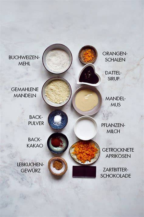 Vegane Zutaten für Lebkuchen - Übersicht als Infografik