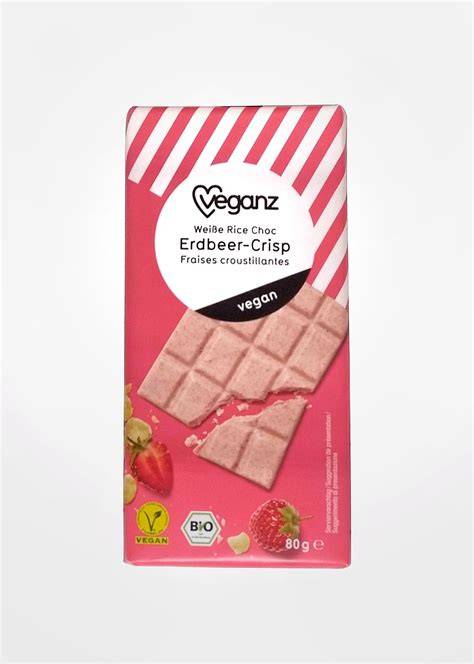 Vegane Zutaten und Bio-Qualität bei Veganz Schokolade Erdbeer