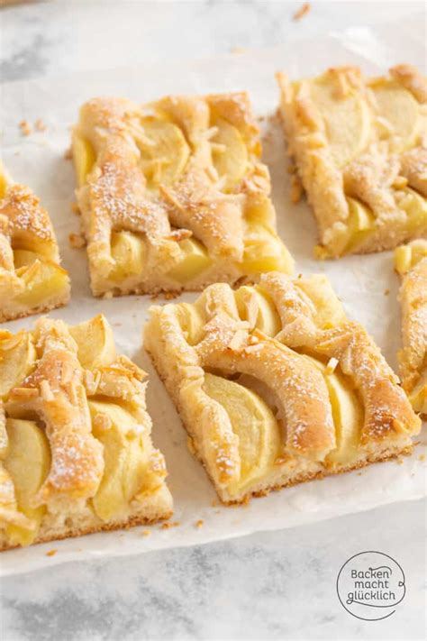 Veganer Apfel-Blechkuchen: Zutatenübersicht und Schritt-für-Schritt-Infografik