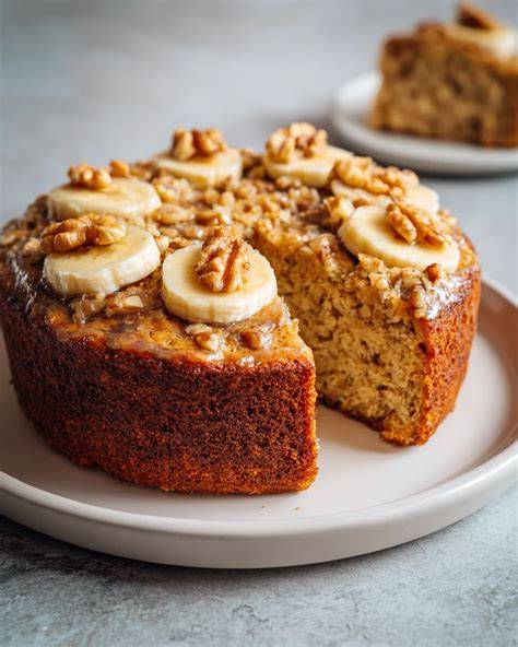 Veganer Bananenkuchen mit Walnusstopping