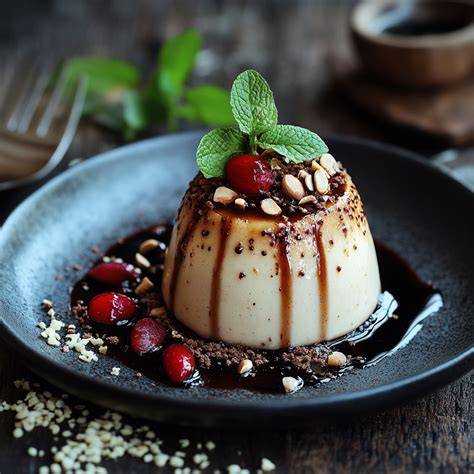 Veganer Tapioka-Pudding mit Erdnuss-Sesam-Karamell