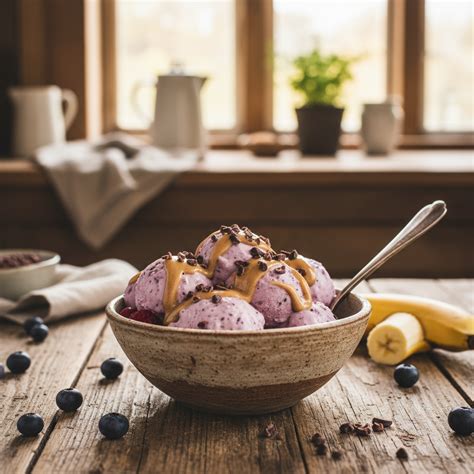 Veganes Blitzeis mit Beeren und Mandelmus
