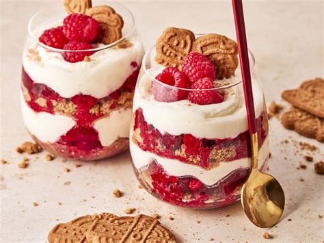 Veganes Himbeer-Dessert mit Deko und Schichten