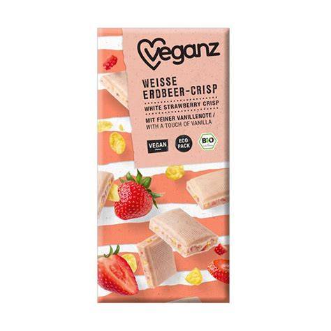 Veganz Schokolade Erdbeer: Tafel, Zutaten und Verpackung