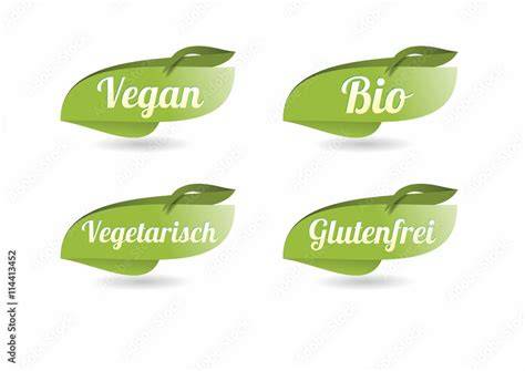 Vegetarisch, vegan und glutenfrei Icons für Lebensmittelkennzeichnung