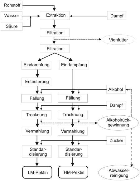 Verarbeitungsschritte vom Waschen bis Extraktion - Fließschema
