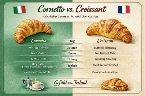 Vergleich: Croissant und Cornetto in Struktur und Zutaten
