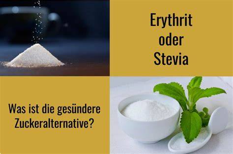 Vergleich: Haushaltszucker und Zuckeralternativen (z.B. Honig, Agavendicksaft, Erythrit)