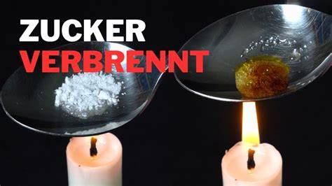 Vergleich: Zucker ohne Asche (links) und Zucker mit Asche (rechts) im Versuch