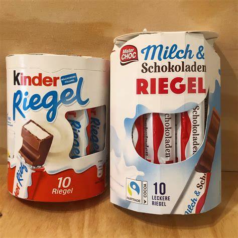 Vergleich Kinderschokolade und Kinderriegel im Anschnitt