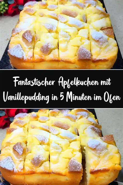 Vergleich verschiedener Apfelkuchen-Variationen mit Vanillepudding