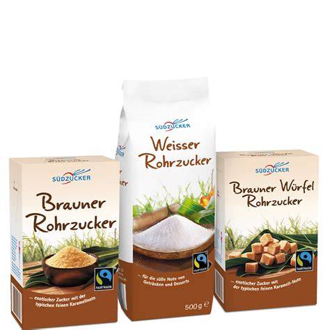 Vergleich verschiedener Zuckersorten: brauner Zucker, brauner Rohrzucker, Rohzucker, Vollrohrzucker