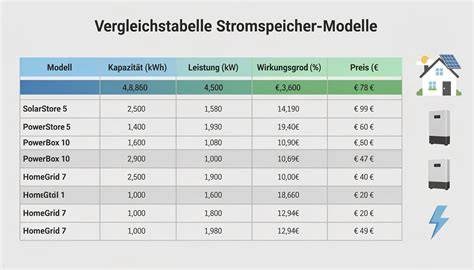 Vergleichstabelle ausgewählter Modelle: Volumen, Typ, Preis
