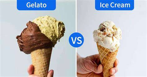 Vergleichstafel: Eiscreme vs Gelato - Fettgehalt, Basis, Textur