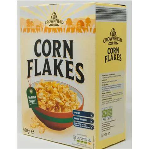 Verpackung Schoko Cornflakes Marke Crownfield