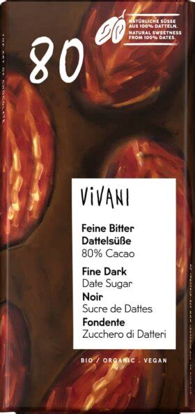 Verpackung VIVANI Feine Bitter Dattelsüße 80%