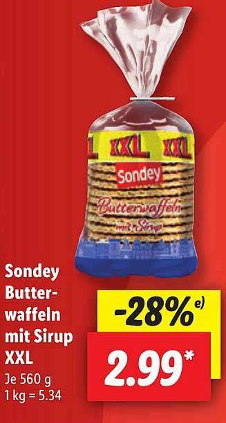Verpackung XXL Sondey Butterwaffeln mit Sirup